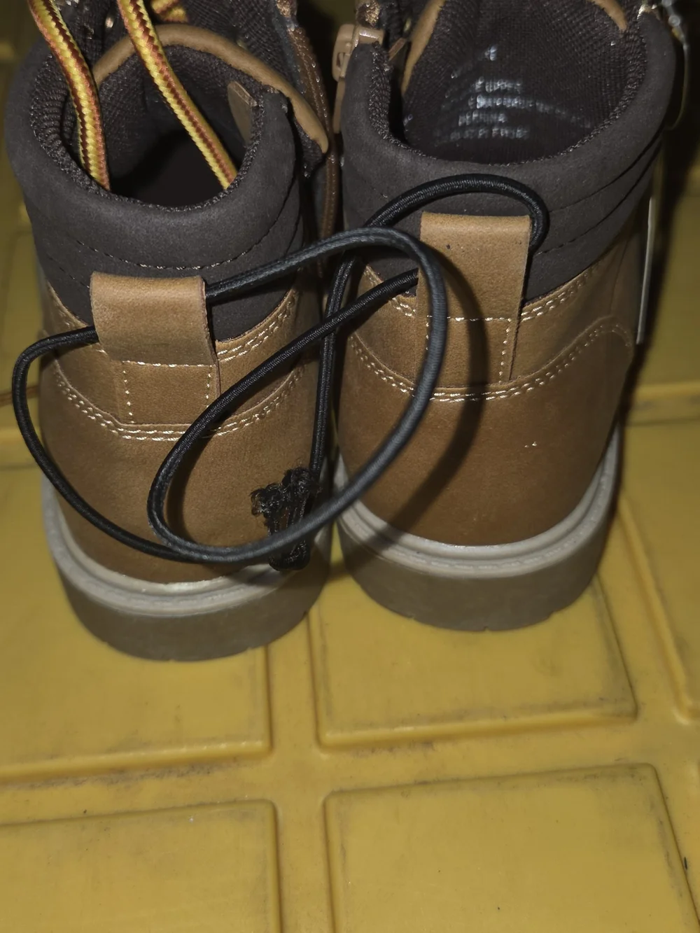 jcpenney Kids Brown Lace-Up Memory Foam Boots with Yellow Accent Laces